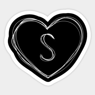 Letter S with heart frame in lineart style Sticker